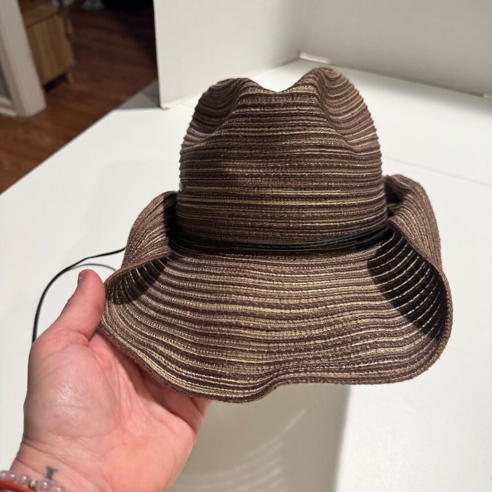 The Scala Crushable Womens Rolled Brim Woven Sun Hat Striped One Size